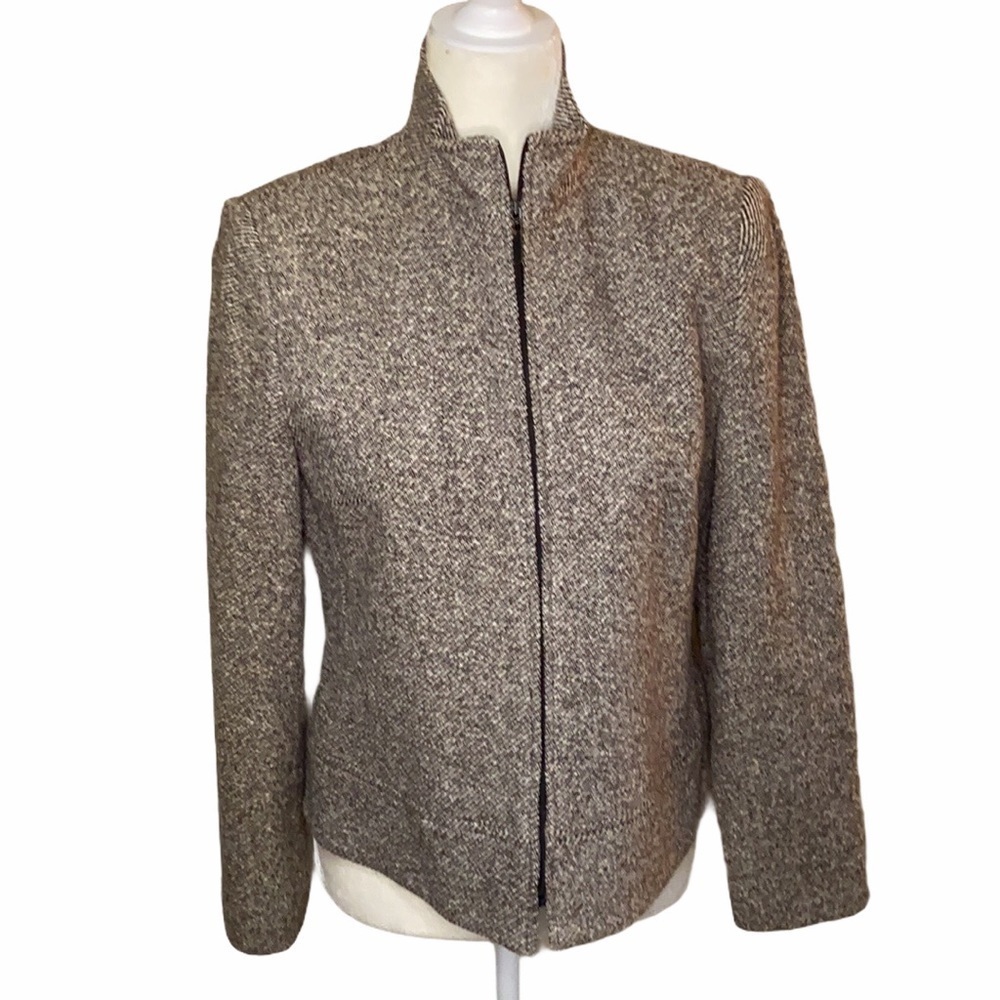 Talbots brown stripe angora wool blend jacket
